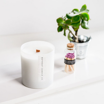 Eucalyptus Candle - #CandlesForACause - Partial proceeds of this candle gives back to kids mental health. Vegan. All-natural soy and coconut wax. Phthalate-free fragrances. Crackling wooden wick, and a seed paper bookmark to plant in your candle jar after. Feel good about what you buy. 