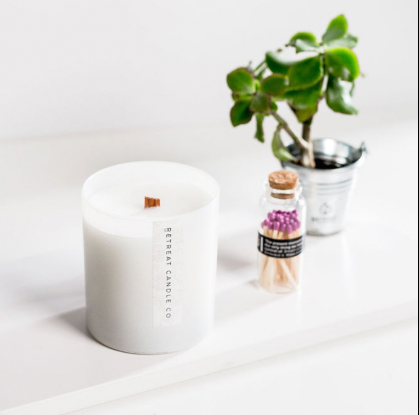 Sandalwood Candle - #CandlesForACause - Partial proceeds of this candle gives back to kids mental health. Vegan. All-natural soy and coconut wax. Phthalate-free fragrances. Crackling wooden wick, and a seed paper bookmark to plant in your candle jar after. Feel good about what you buy.